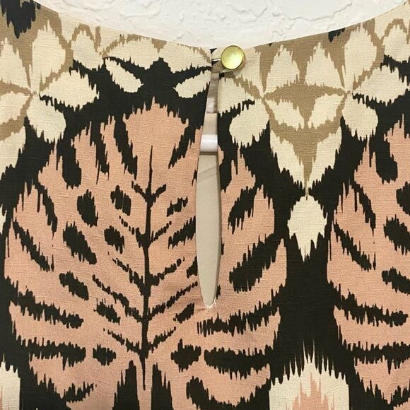 Tyler Boe Linen Aztec BoHo Tunic Top Shirt Brown Tan size Small - Picture 8 of 11